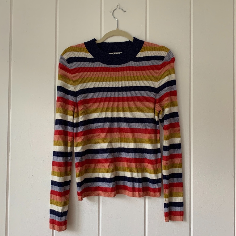 MADEWELL Mockneck Pullover Sweater in Stri…